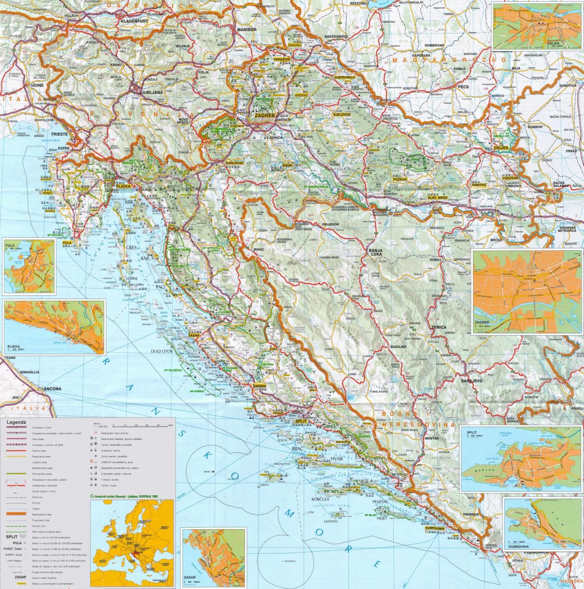 Hauptstadt von Kroatien-Karte