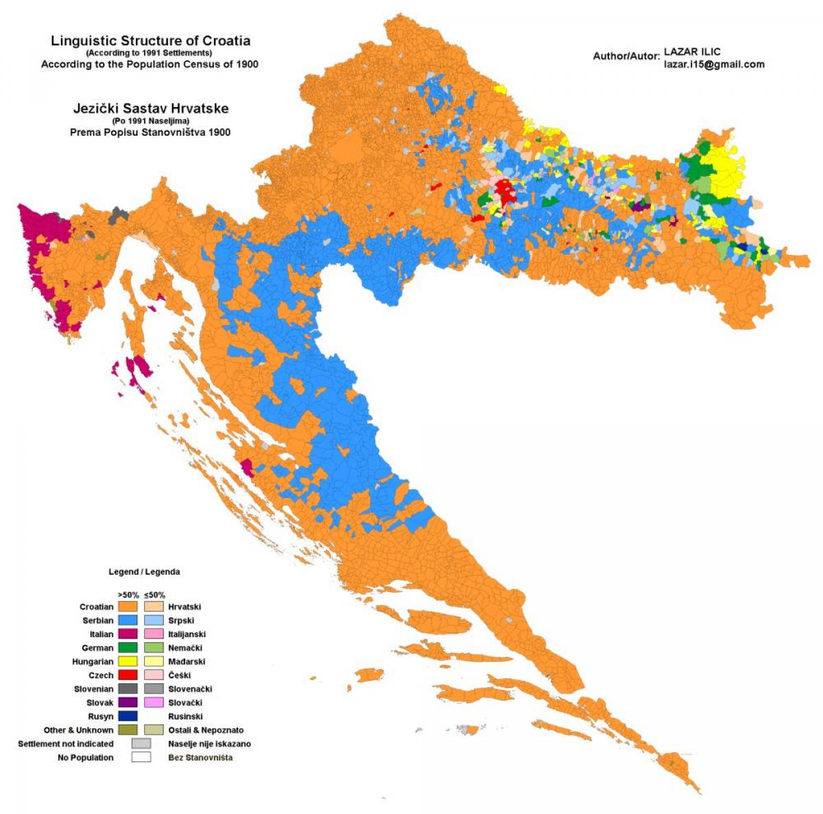 Karte der ethnischen Karte von Kroatien