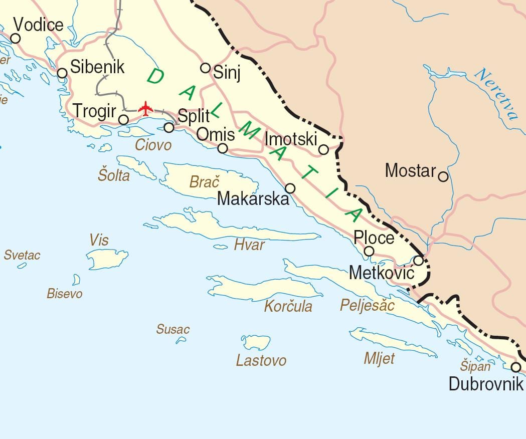 Karte des südlichen Kroatien