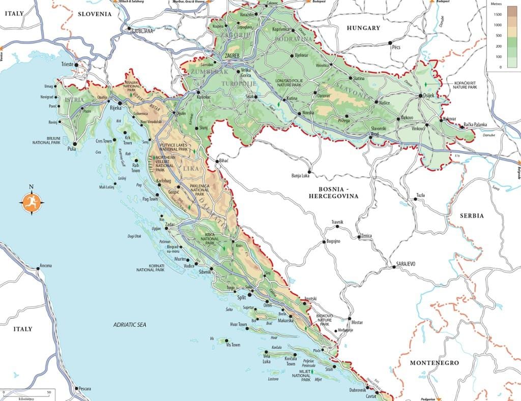Kroatien Urlaub-resorts Landkarte