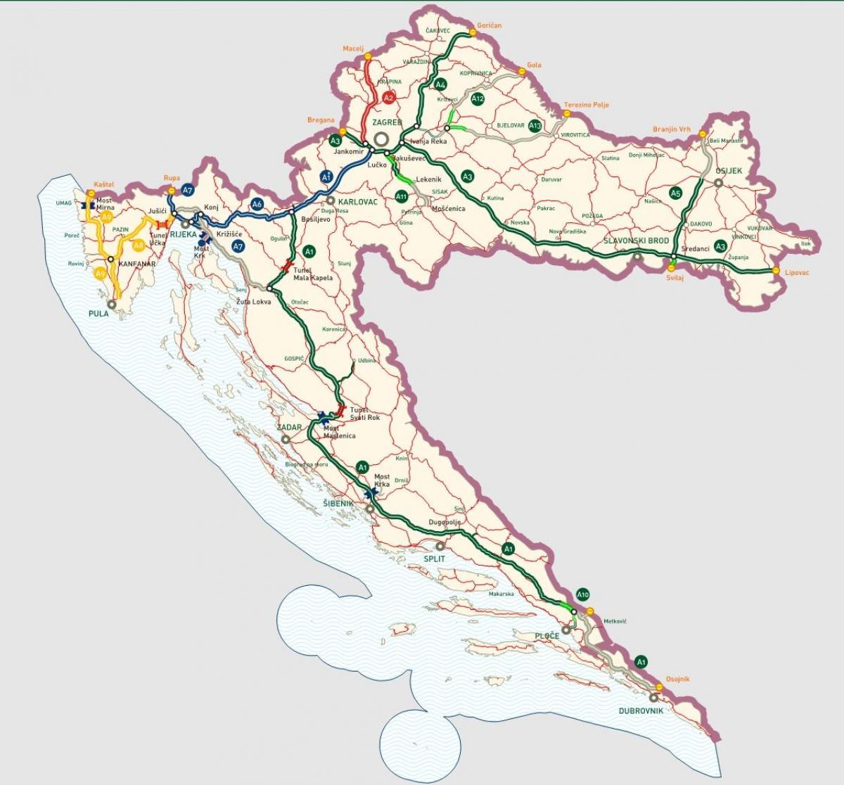Kroatische Autobahnen Karte