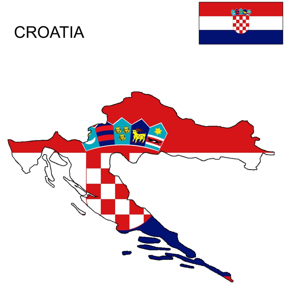 Kroatien Landkarte Flagge