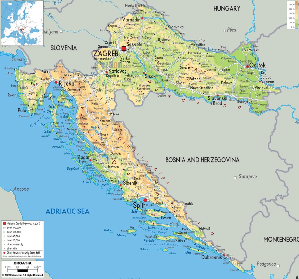 Karte von Kroatien Fluss