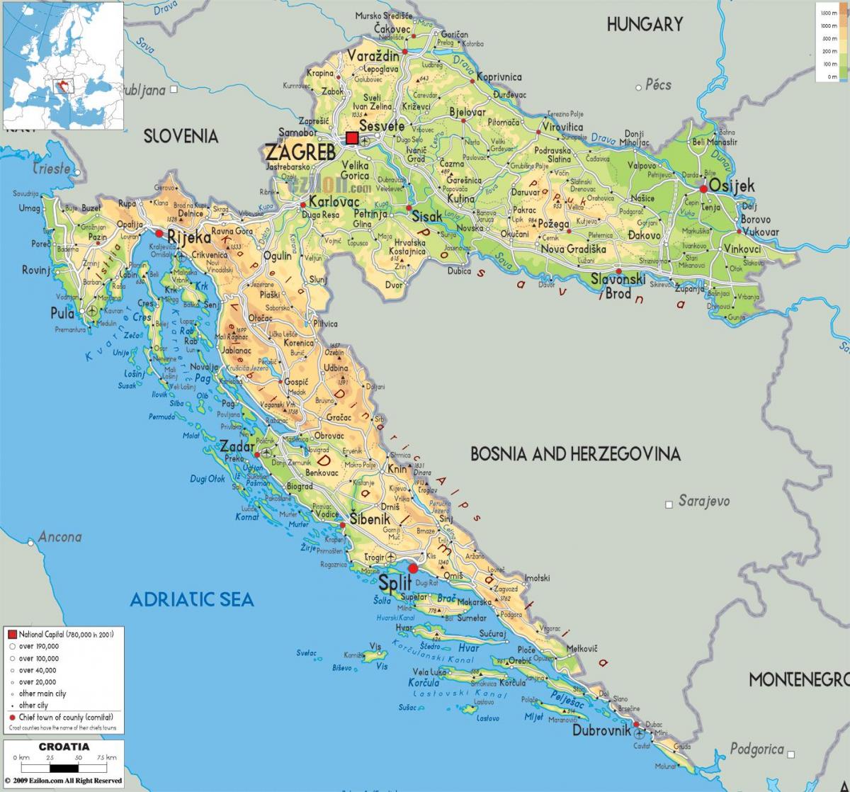 Kroatien auf der Karte anzeigen