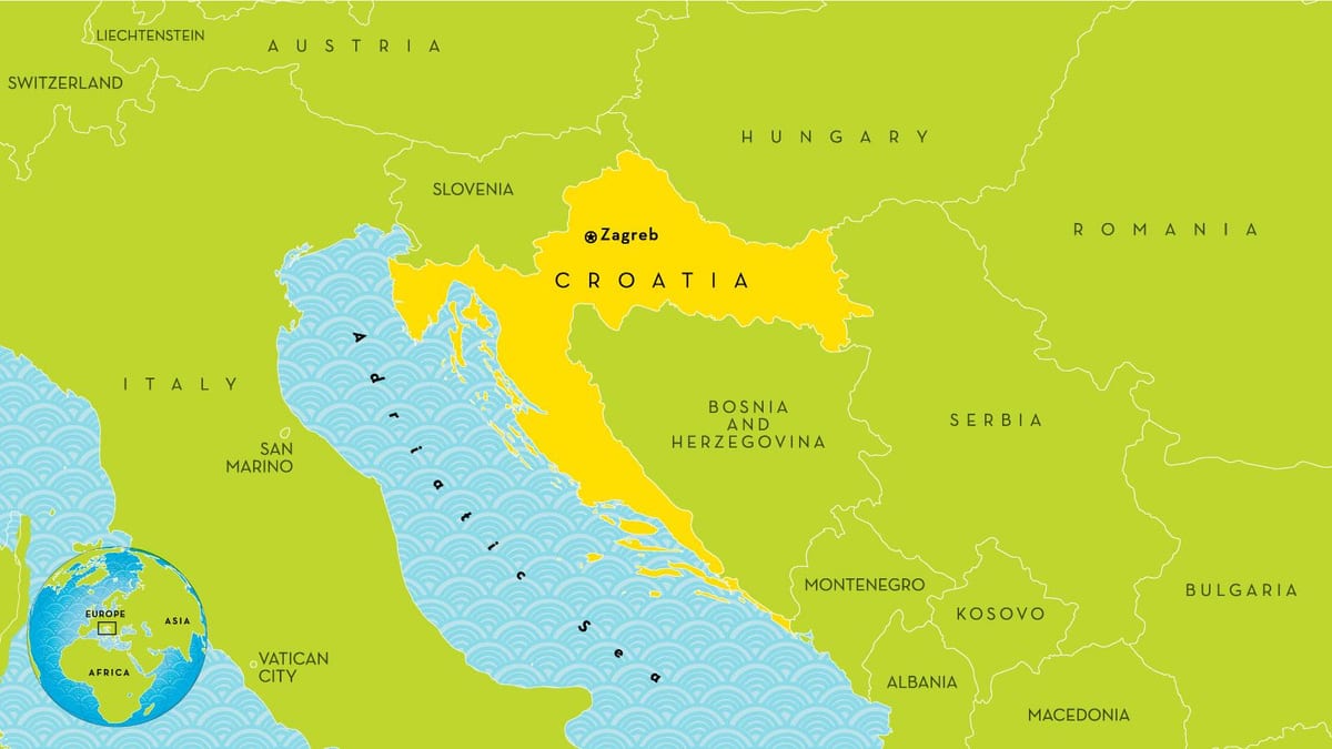 Karte der Länder, in der Nähe von Kroatien