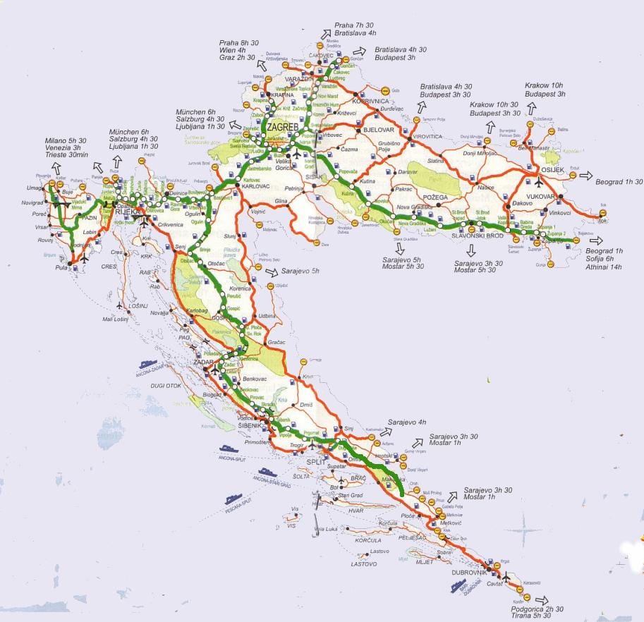 Karte von Kroatien Reise