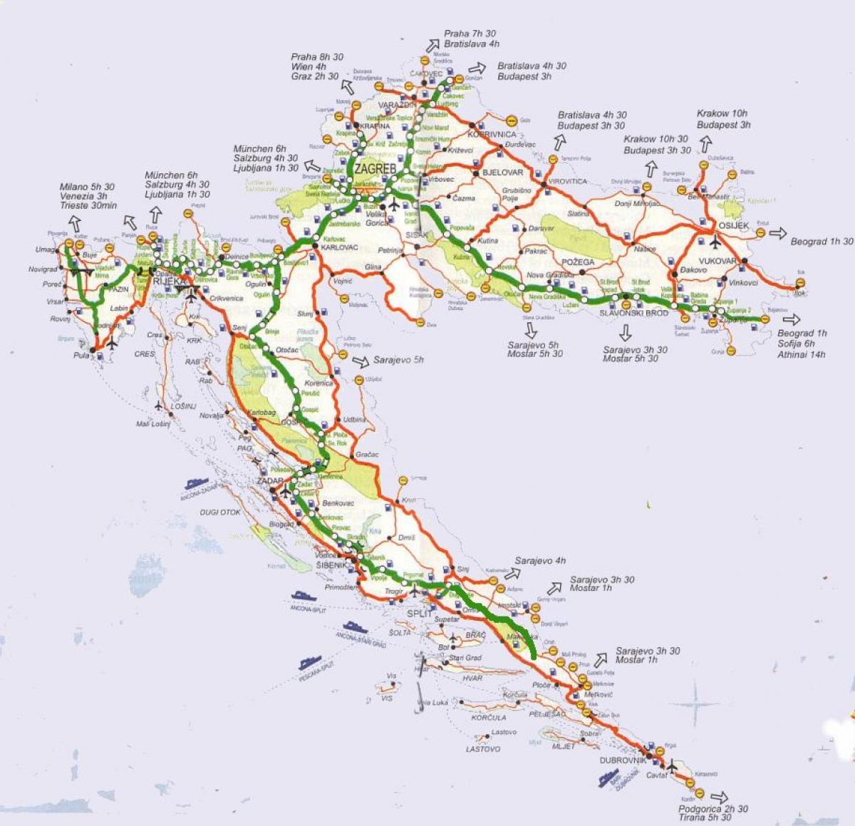 detaillierte Straßenkarte von Kroatien