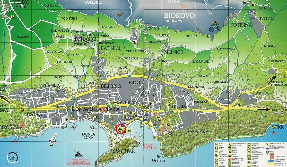 Karte von makarska, Kroatien