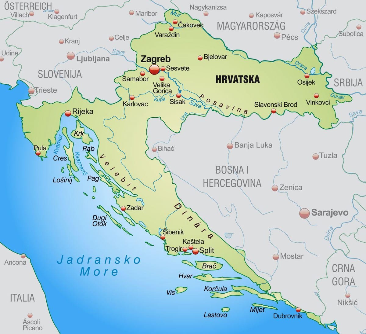 Nord-Kroatien Karte