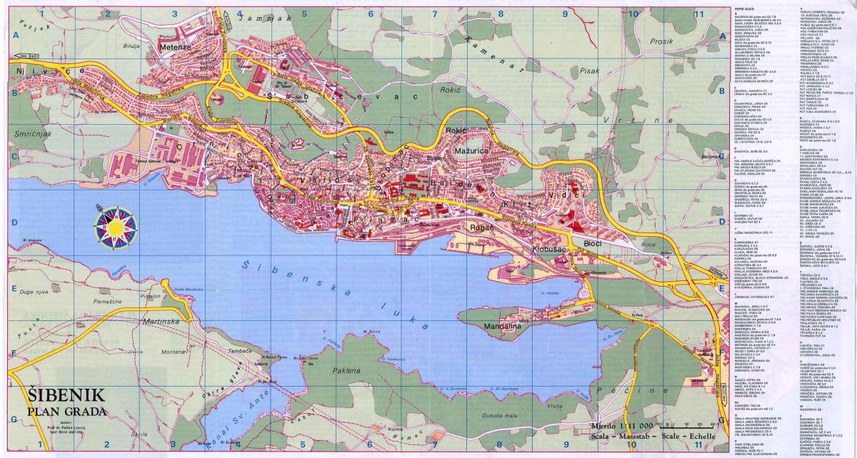 Karte von sibenik, Kroatien