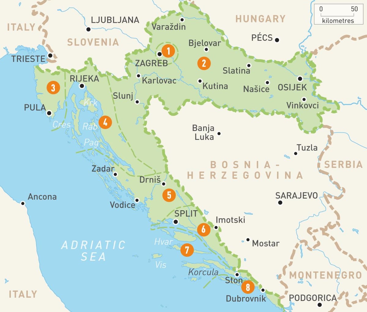 Landkarte Straßenkarte von cavtat Kroatien