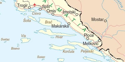 Karte des südlichen Kroatien