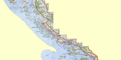 Karte der kroatischen Küste und Inseln