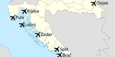 Karte von Kroatien zeigen, Flughäfen