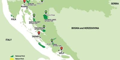 Karte von Kroatien, Nationalparks 